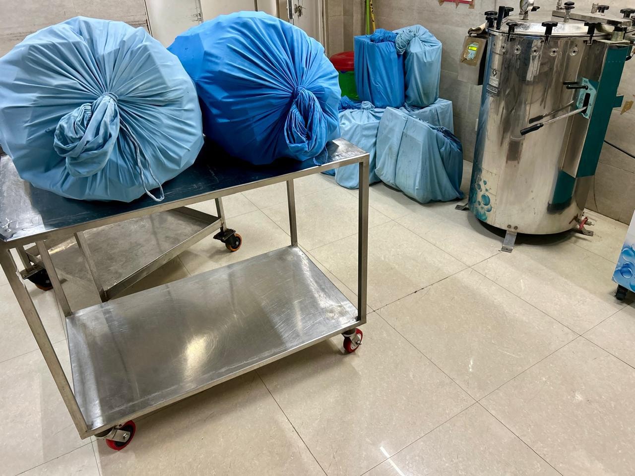 Reusable polyester autoclave bags — close-up view